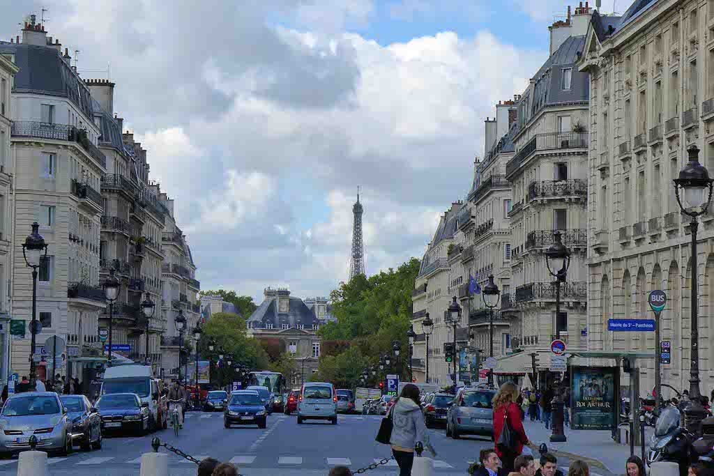 Paris-The Eiffel tower from the place du Pantheon